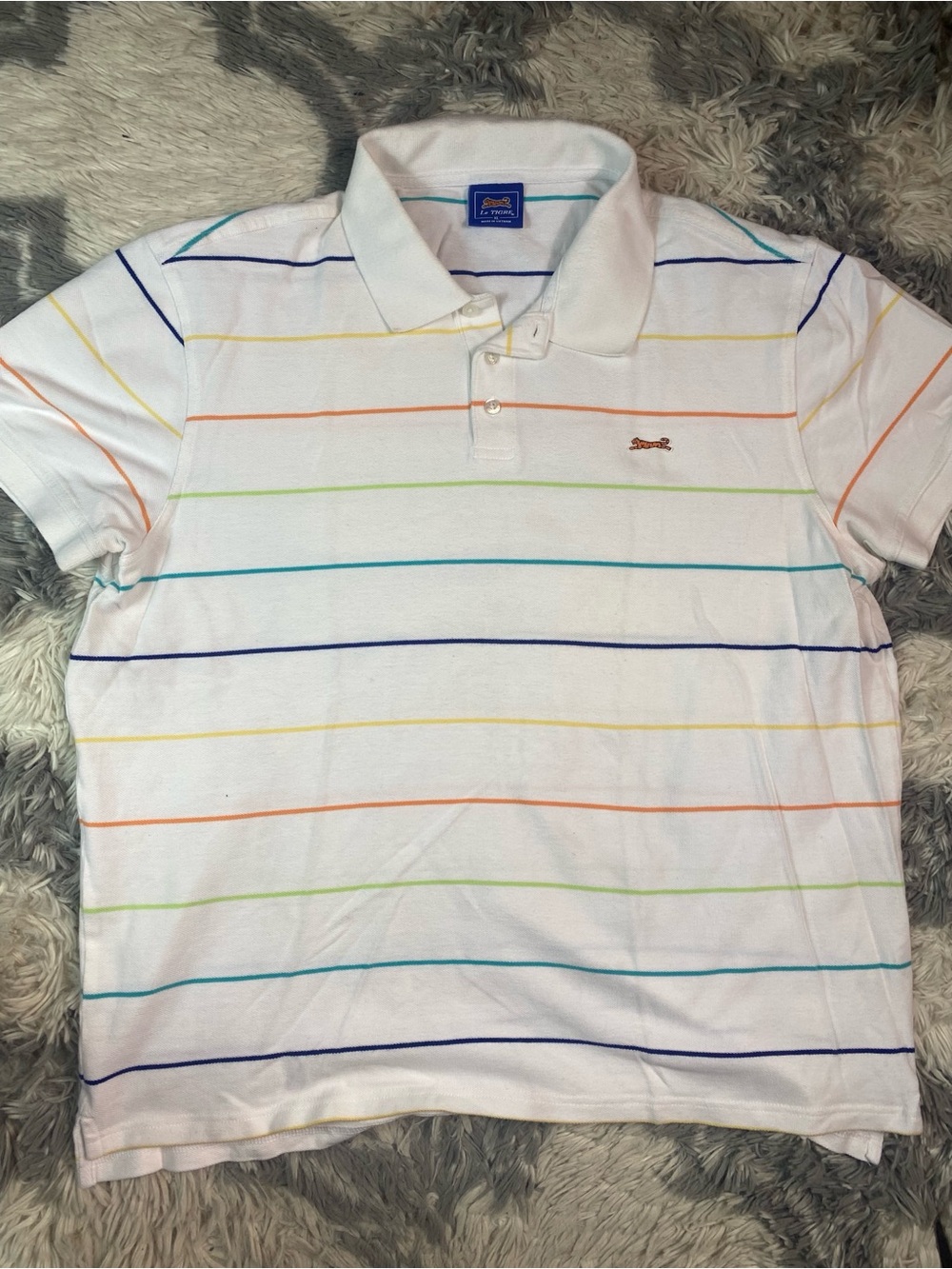 Le Tigre  Men’s Striped Polo Multi Color Stripes Size XL